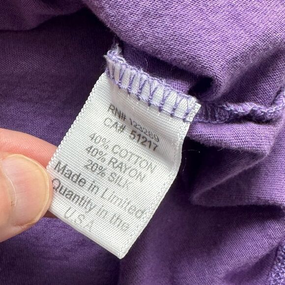 Michael Lauren Scoot Neck Purple Long Sleeve Top Size Medium - Picture 5 of 7